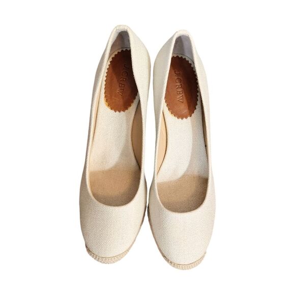 NWOB NWOT New J Crew Seville Tan Espadrille Canvas Wedges Shoe Size 8.5 - Picture 2 of 6